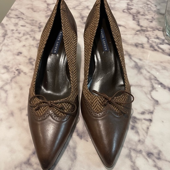 Ralph Lauren Brown Herringbone Heels - Picture 2 of 10